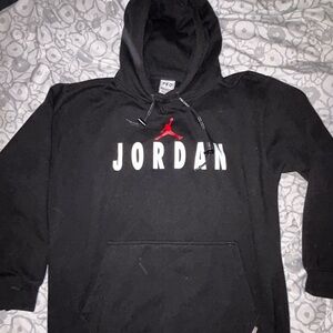 Jordan Black Hoodie with Subtle Red Accents